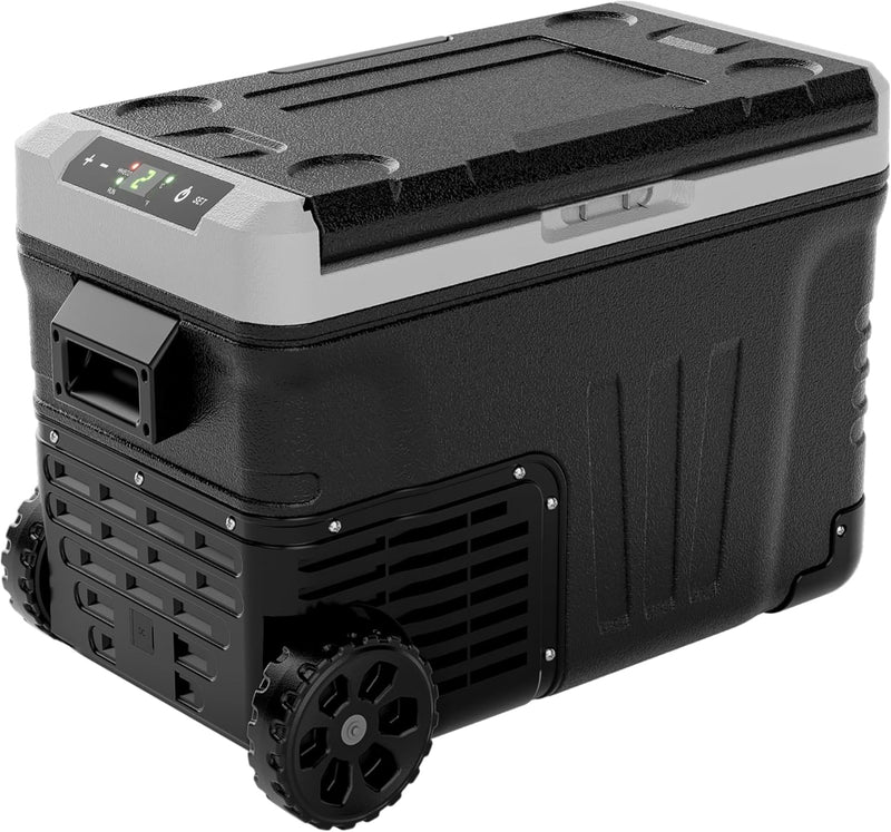 12 Volt Refrigerator, 37QT(35L) Electric Cooler, Portable Freezer 12V/24V DC 110-240V AC, 12V Fridge -4℉~68℉, 12V Cooler with Wheels & 2 Baskets for Travel, Truck, Boat, Camping C8