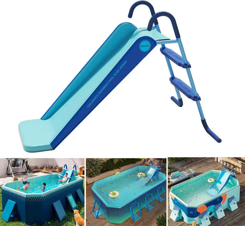 Pool Slide Inflatable Swimming Water Slide, Summer Swimming Pool Supplies Universal Trampoline Ladder Backyard Slide Home Playground Equipment Y9