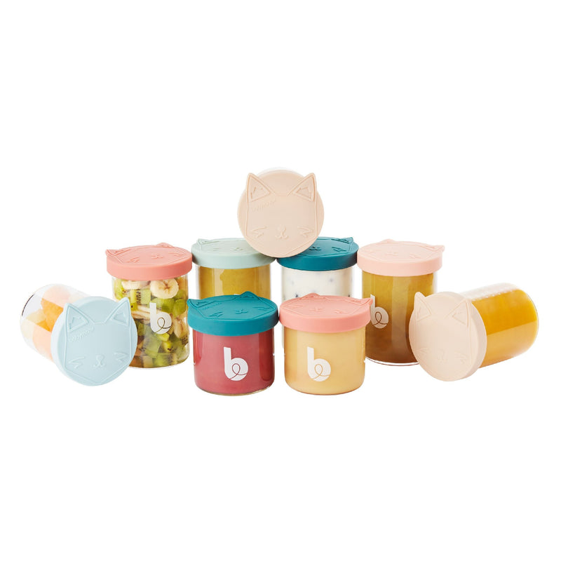 Babymoov Isy Glass Food Prep & Storage Bowls Set, For Babies & Toddlers, 4-oz & 8.5-oz, 9-pk F3