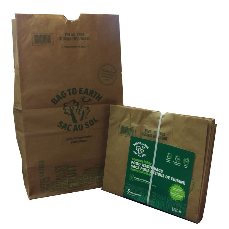 Bag to Earth Large Organic Compostable and Biodegradable Food Waste Bags, 5-pk, 45-L S0