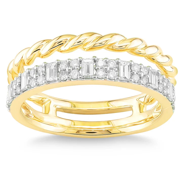Baguette and Round Brilliant Diamond Ring (0.42 ctw) K6