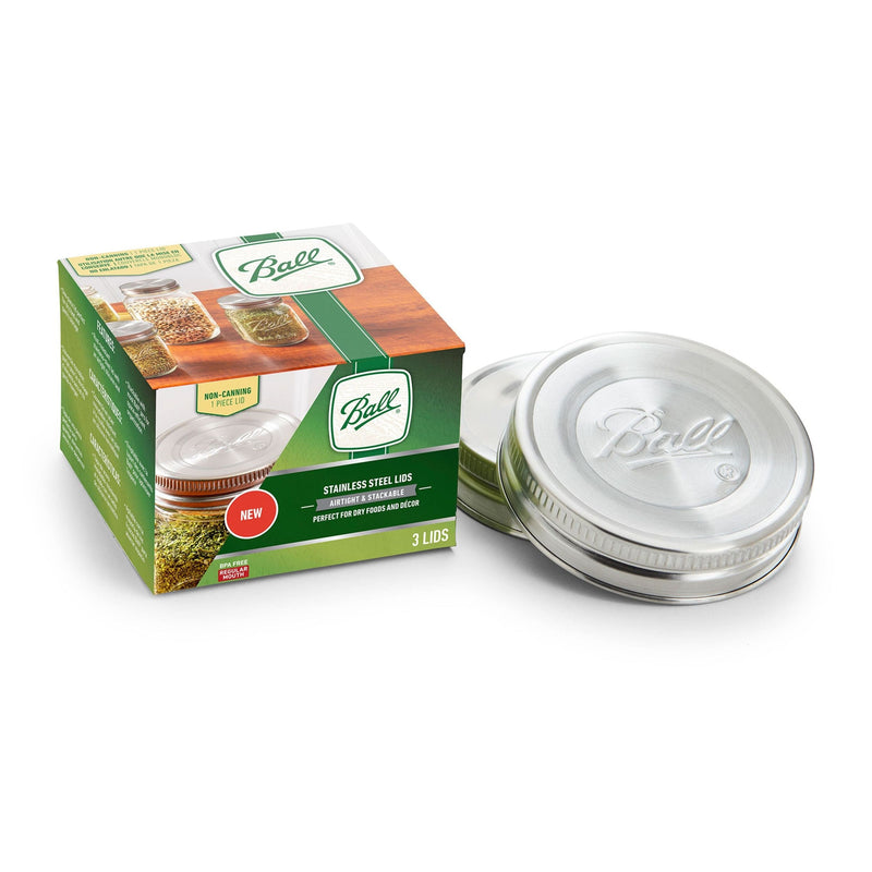 BALL Regular Mouth Stainless Steed Lids, Rust-Resistant, 3-pk V5