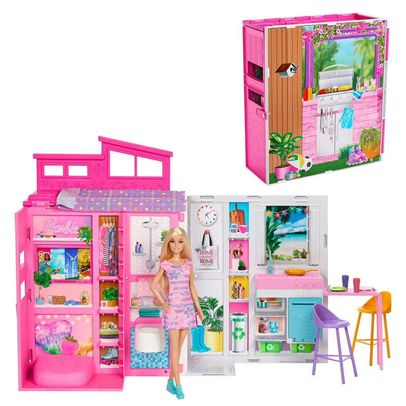 Barbie 2024 Getaway House Playset with Doll, Includes 4 Play Areas, Kids Ages 3+ F1