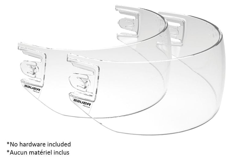 Bauer Pro-Clip Straight Hockey Helmet Visor Replacement without Clips, Junior/Senior, Clear, 2-pk G7