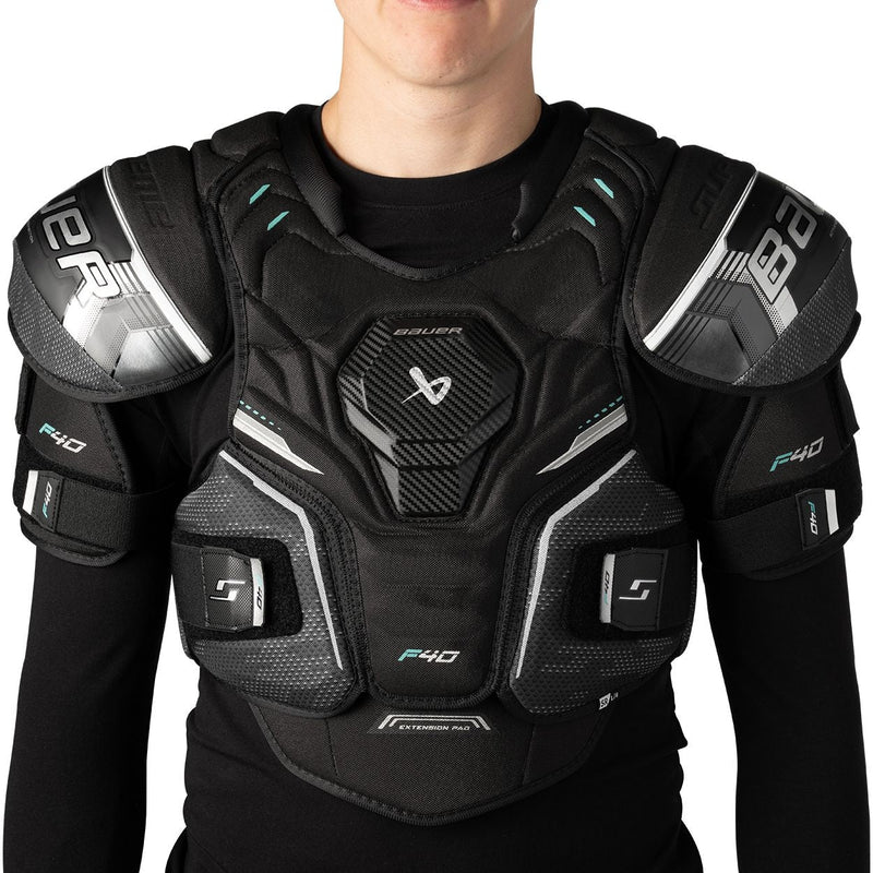 Bauer Supreme F40 Hockey Shoulder Pads, Intermediate, Black, Assorted Sizes J8