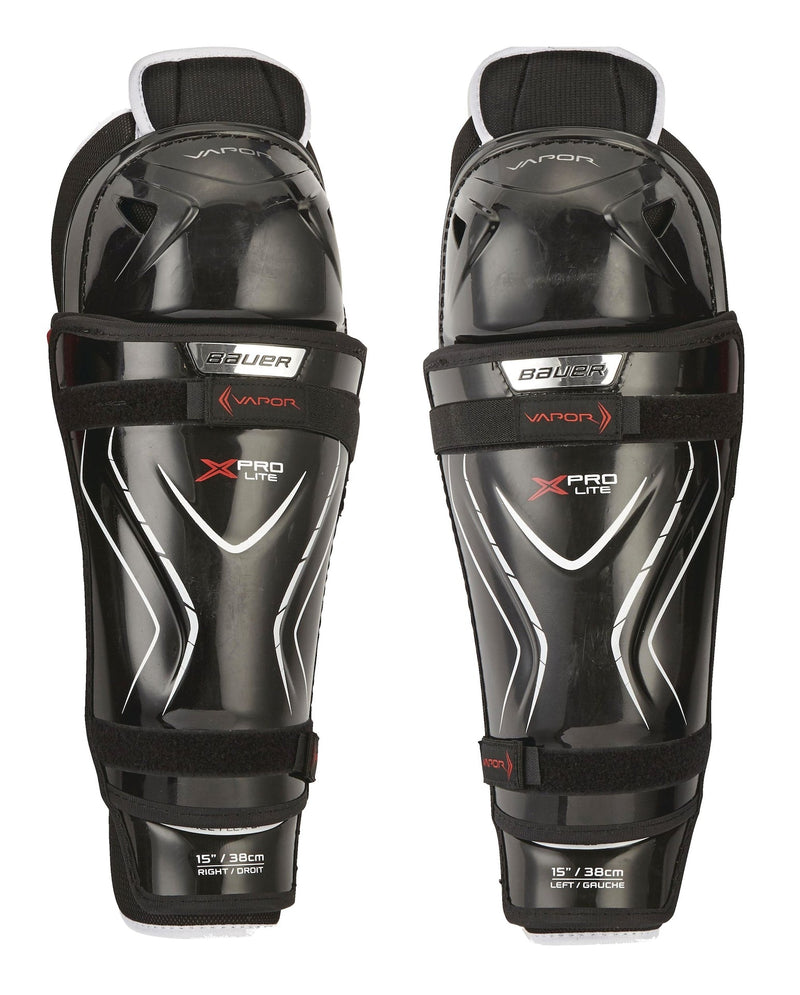 Bauer Vapor X Pro Lite Junior Hockey Shin Guards with Tapered Fit, Hyperlite HD Foam, Black K6