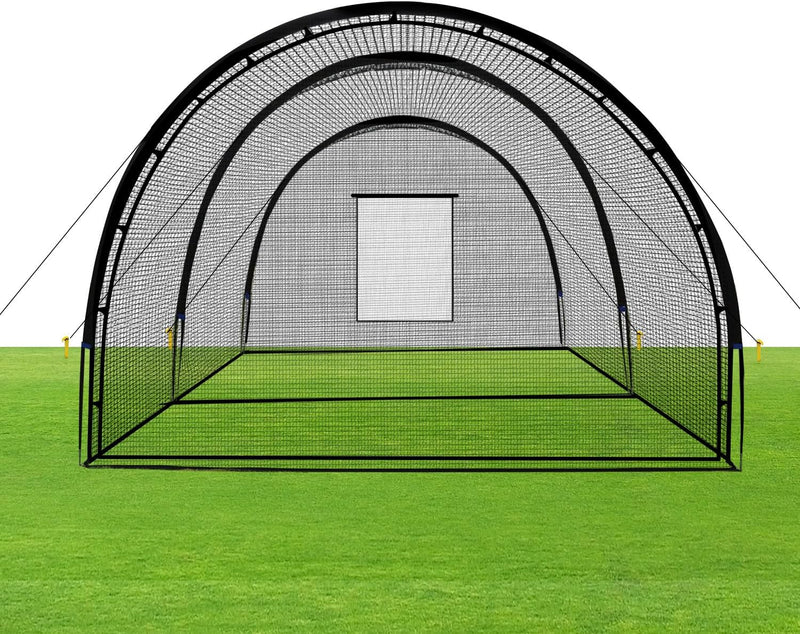 Baseball Batting Cage Net Batting Cages for Backyard Portable Baseball and Softball Batting Cages with Pitching Machine Hole and Detachable Door for Backyard Outdoor Hitting Practice L8
