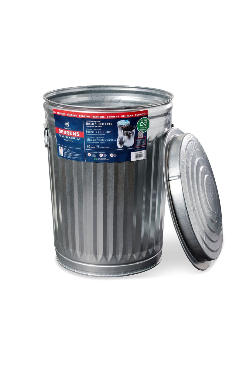 Behrens Galvanized Steel Circular Multi-Purpose Garbage Can, 75-L (19.8 US gal) I8