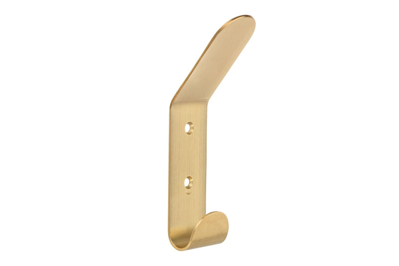 Bent Metal Double Hook, Satin Brass H6