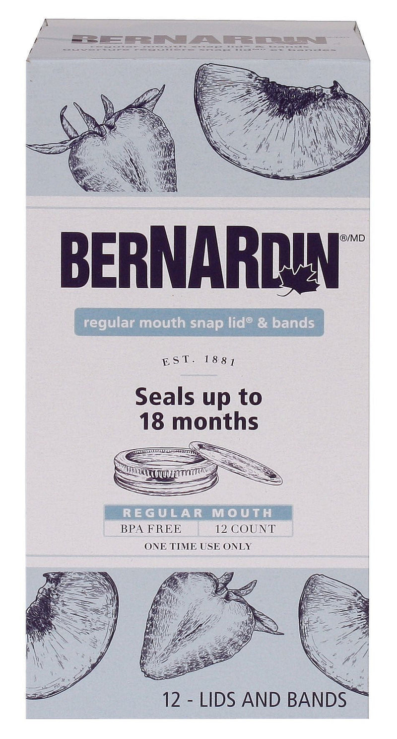 Bernardin Regular Mouth Replacement Snap Lids and Bands for Mason Jars, 12-pk Q3