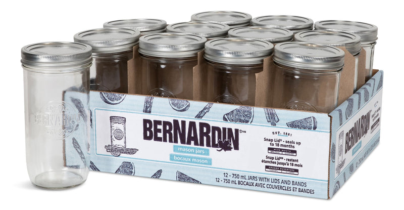 Bernardin Wide Mouth Mason Jars with Lids, 750-mL, 12-pk D6