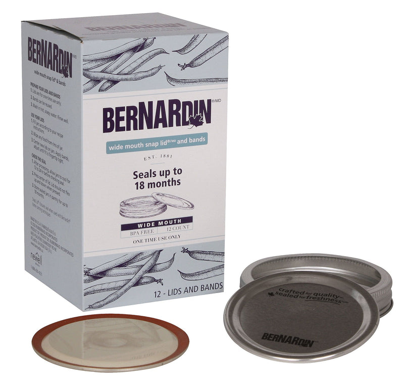 Bernardin Wide Mouth Replacement Snap Lids and Bands for Mason Jars, 12-pk T8