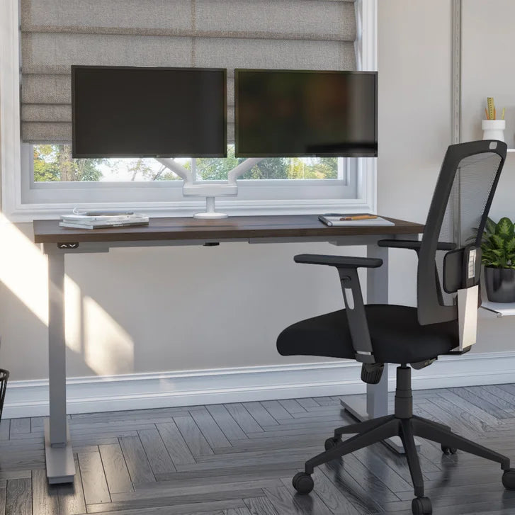 Bestar Upstand 61 cm x 122 cm (24 in. x 48 in.) Height Adjustable Desk with Dual Monitor Arm R6