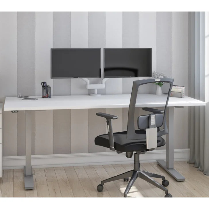 Bestar Upstand 76.2 cm x 182.9 cm (30 in. x 72 in.) Height Adjustable Desk with Dual Monitor Arm L8