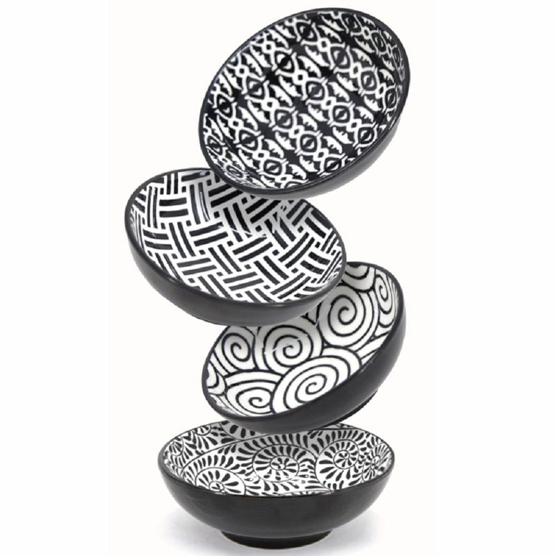 Bia Black & White Patterned Mini Bowls Set, 8-cm, 4-pc T5