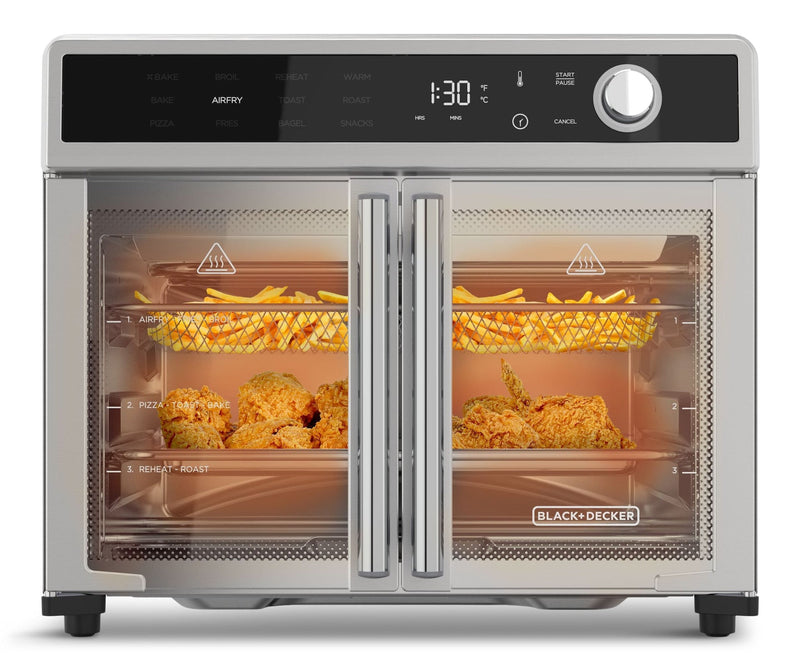 Black & Decker 12-in-1 French Door Digital Countertop Convection Oven with Air Fry, 6-Slices W4