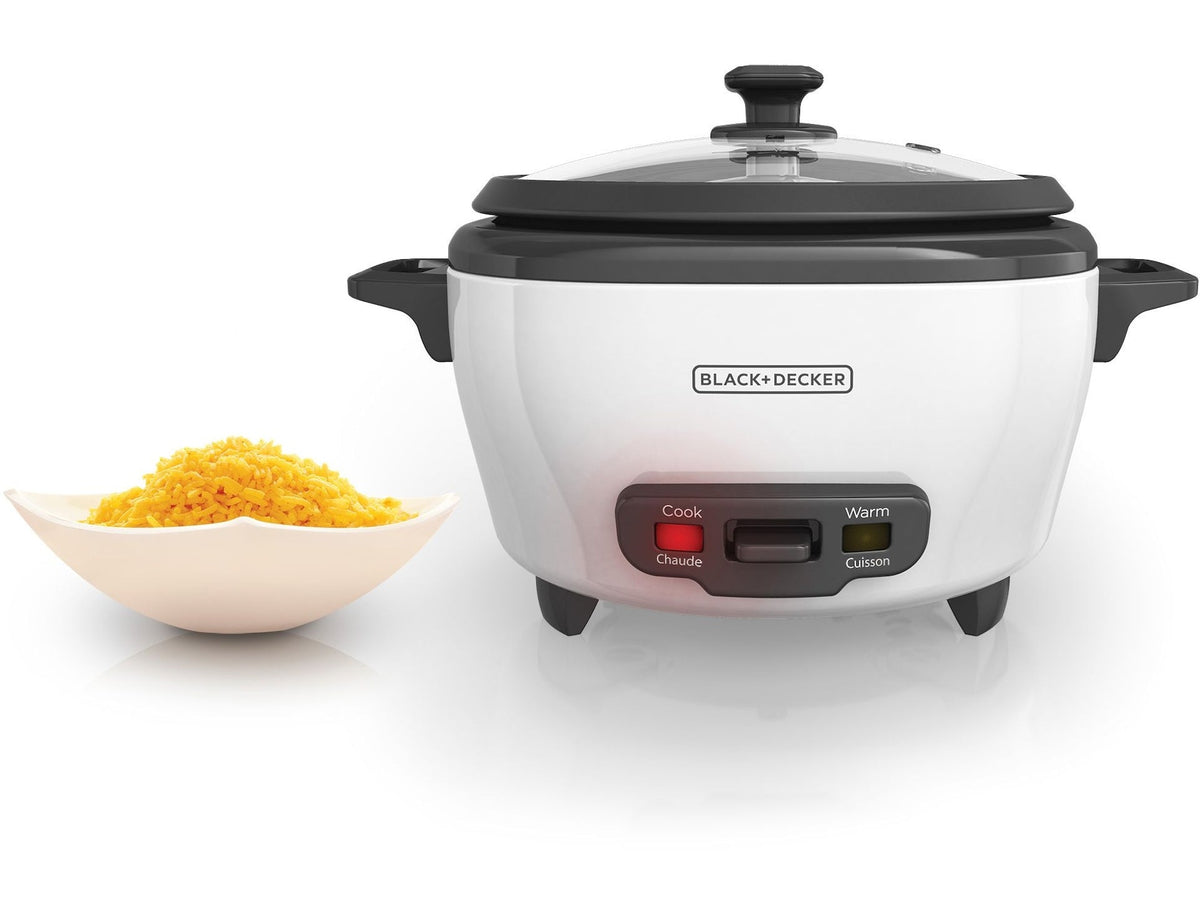 Black & Decker Non-Stick Rice Cooker & Steamer White, 6 Cups