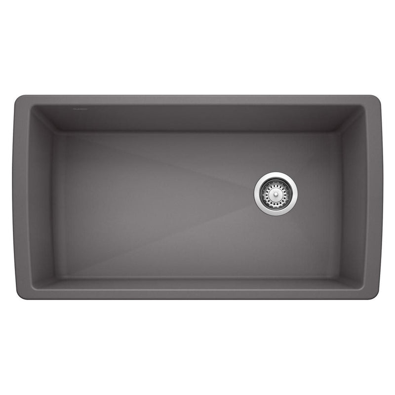 Blanco Diamond SILGRANIT 33-in Super Single Undermount Kitchen Sink, Cinder J8
