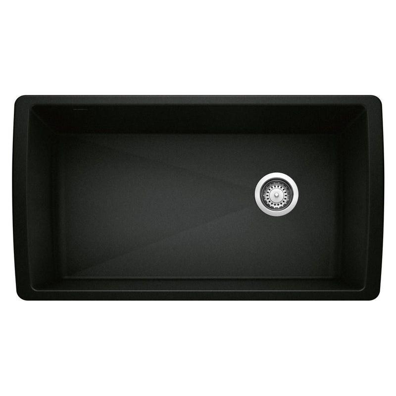 Blanco Diamond SILGRANIT 33-in Super Single Undermount Kitchen Sink, Coal Black L1