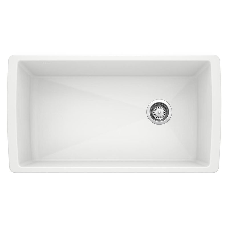 Blanco Diamond SILGRANIT 33-in Super Single Undermount Kitchen Sink, White Q8