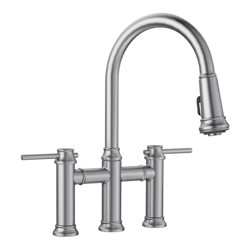 Blanco Empressa Pull-Down Dual-Spray Bridge Faucet, PVD Steel H9