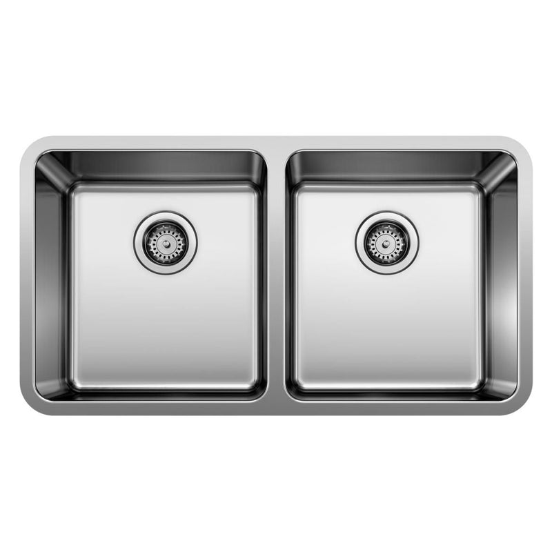 Blanco Formera 33-in 50/50 Double Bowl Undermount Stainless Steel Kitchen Sink H3