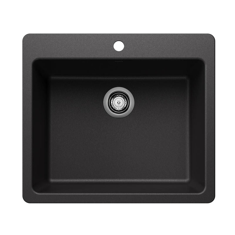 Blanco Liven SILGRANIT 25-in Single Bowl Dual Mount Kitchen Sink, Anthracite A0