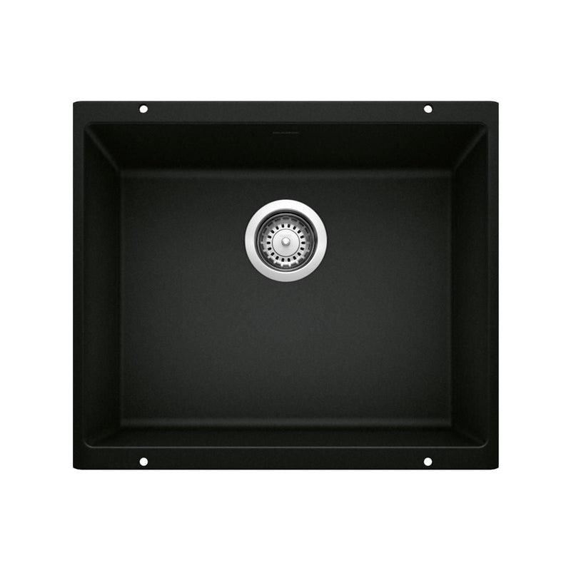 Blanco Precis SILGRANIT 21-in Single Bowl Undermount Kitchen Sink, Coal Black H0