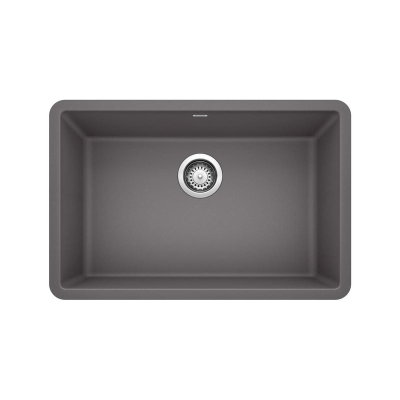 Blanco Precis SILGRANIT 27-in Single Bowl Undermount Kitchen Sink, Cinder H0