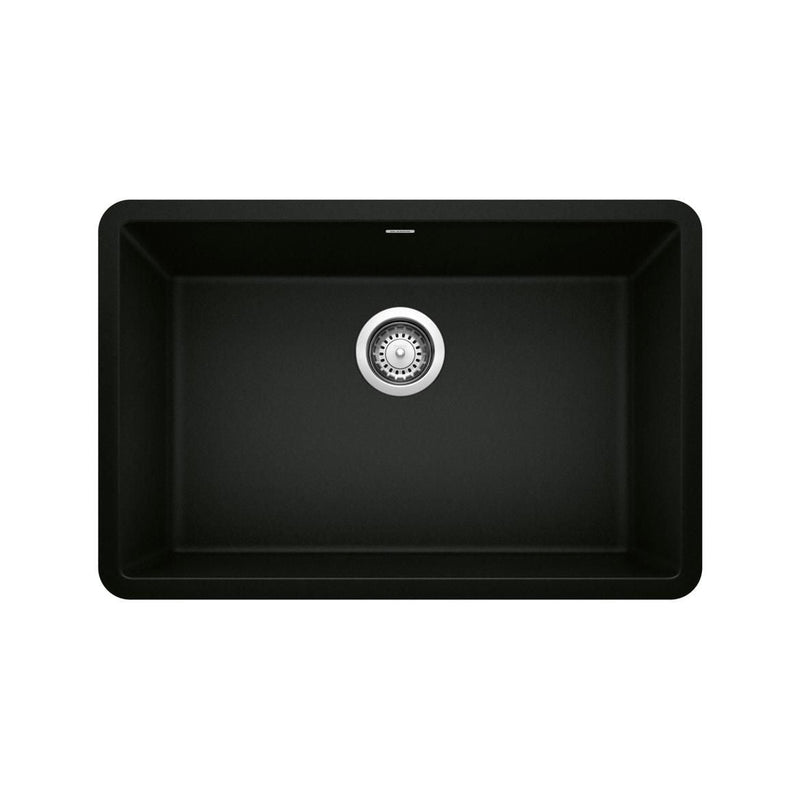 Blanco Precis SILGRANIT 27-in Single Bowl Undermount Kitchen Sink, Coal Black W2