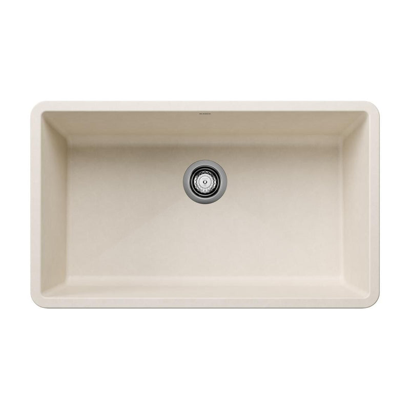 Blanco Precis SILGRANIT 32-in Super Single Undermount Kitchen Sink, Soft White M7
