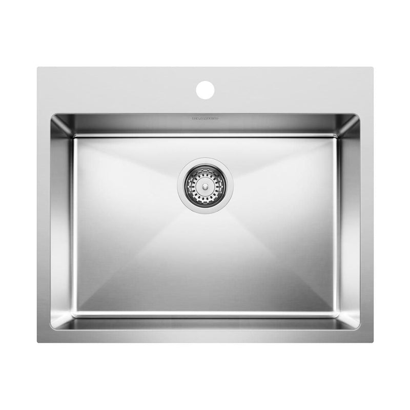Blanco Quatrus R15 25-in Single Bowl Dual Mount Stainless Steel Kitchen Sink U3