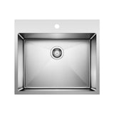 Blanco Quatrus R15 25-in Single Bowl Dual Mount Stainless Steel Laundry Sink