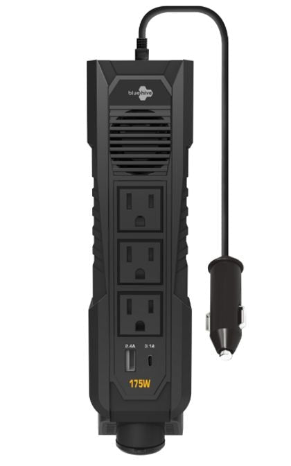 Bluehive Power Inverter with USB Ports & Electrical Outlets, 175W, A3