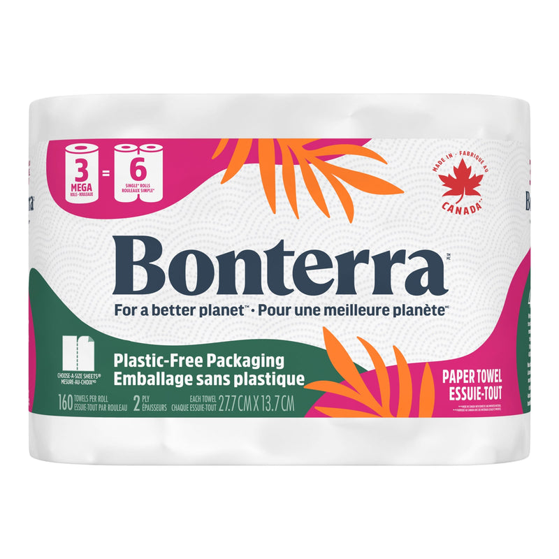 Bonterra Double Roll Paper Towel, 2-ply, 3-pk O7