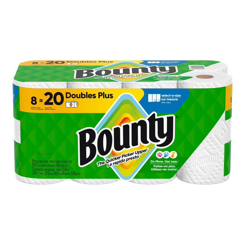 Bounty Select-A-Size Double Plus Roll Paper Towel, 2-ply, 8-pk P8