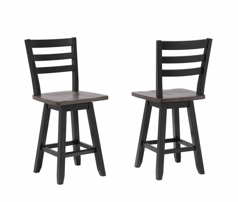 Brassex Aaron Oak/Dark Grey Swivel Counter/Bar Stool with Back Rest, 2-pc R4