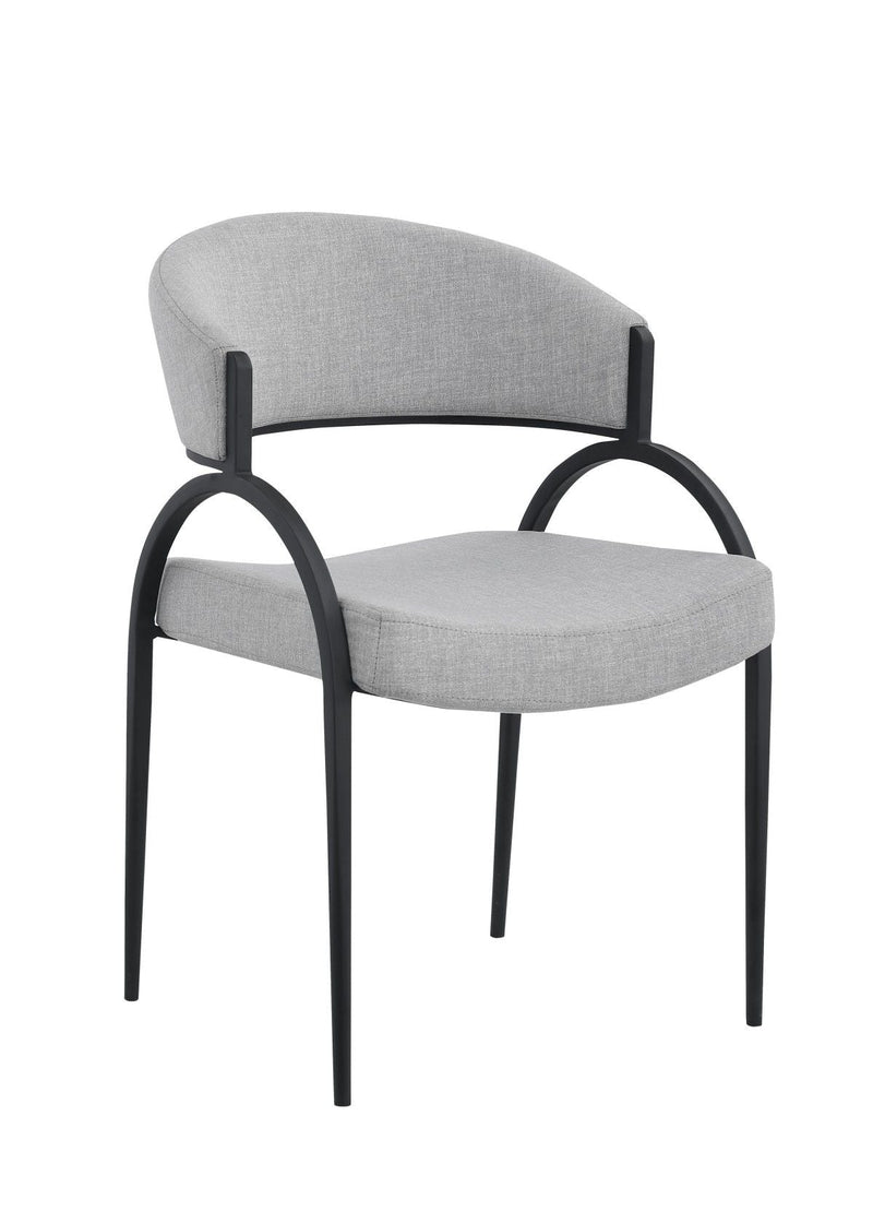 Brassex Alara Cream/Black Fabric Upholstered Dining Chair, 2-pc X6