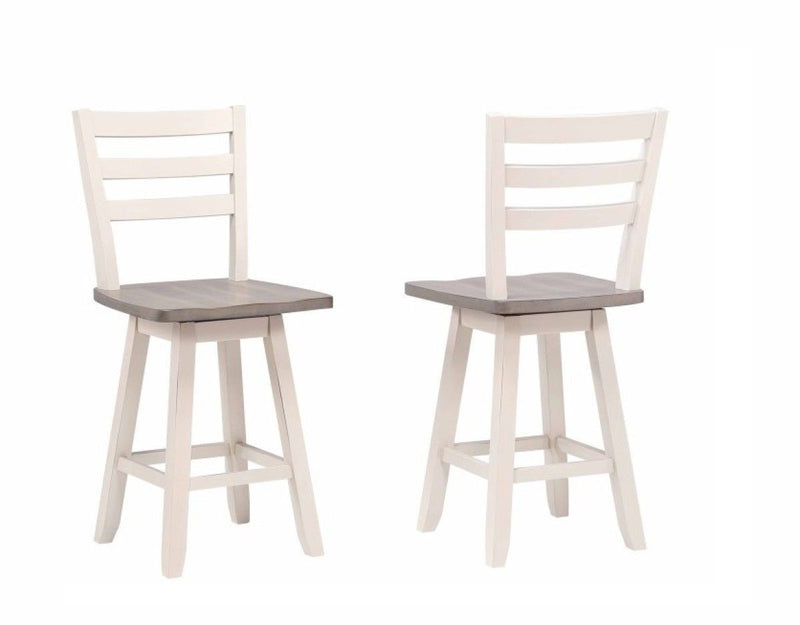 Brassex Alice Grey/White Swivel Counter/Bar Stool with Back Rest, 2-pc M7