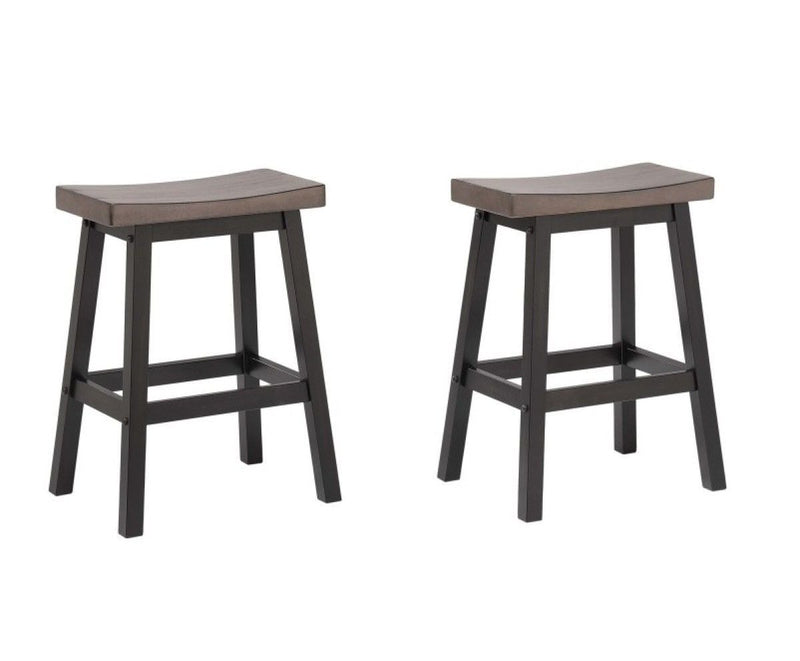 Brassex Arnold Oak/Dark Grey Counter/Bar Stool with Back Rest, 2-pc B4