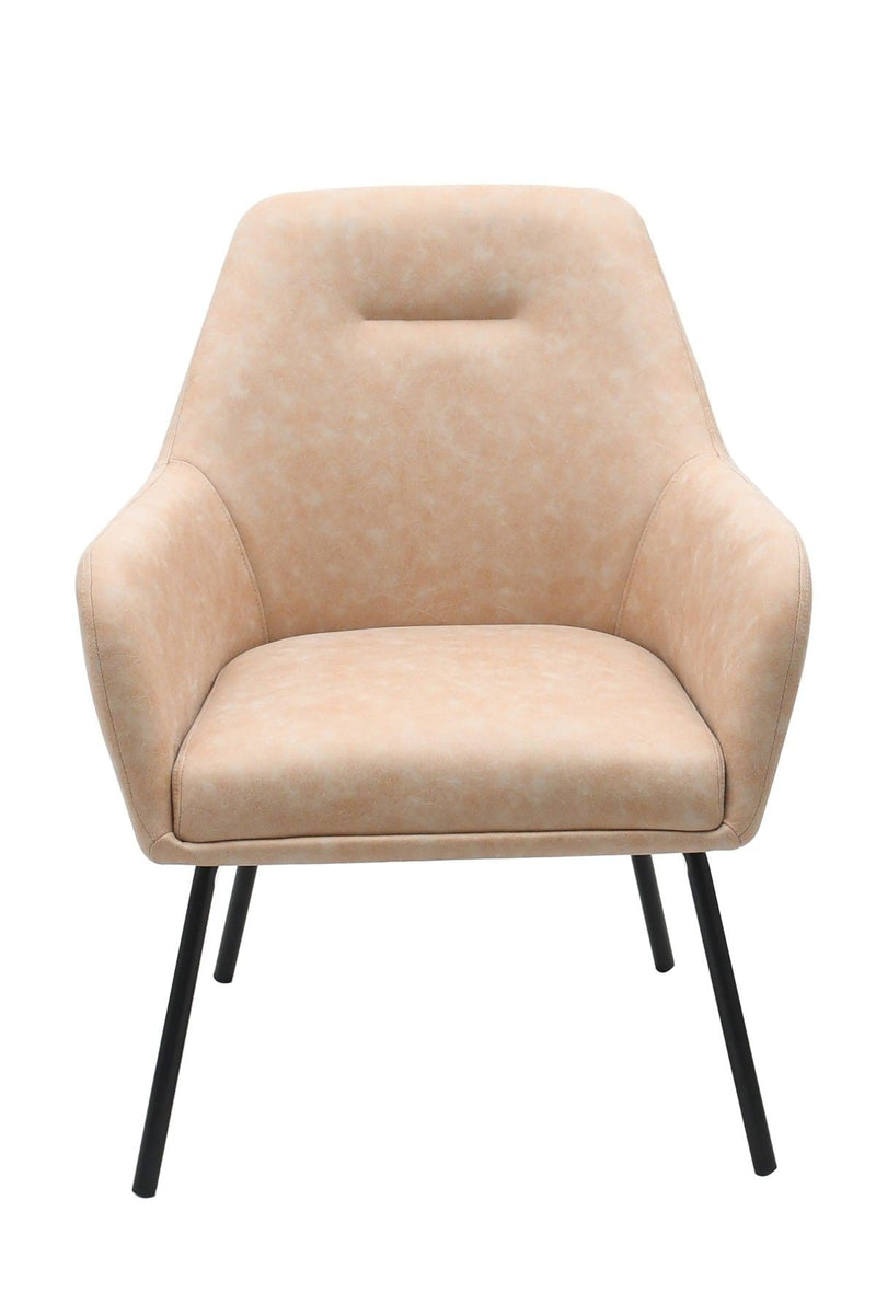 Brassex Arya Vintage Beige Tufted Fabric Upholstered Dining Chair S6