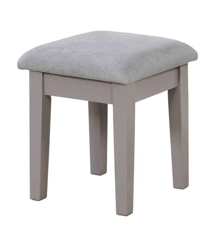 Brassex Cece 1-Drawer Grey Dressing Table Makeup Vanity Set with Stool and Mirror V7