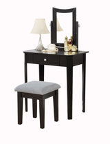 Brassex Celah 1-Drawer Black Dressing Table Makeup Vanity Set with Stool and Mirror
