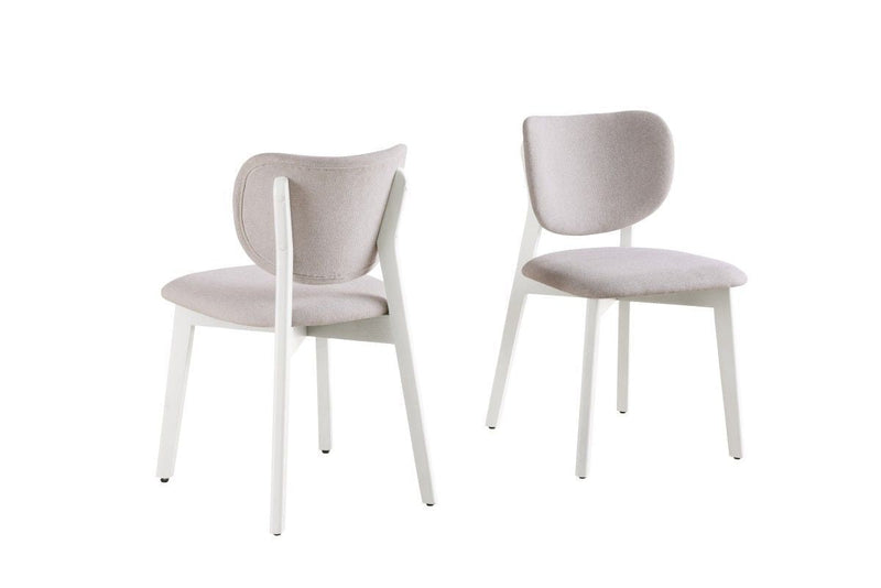 Brassex Dua Cream Fabric Upholstered Dining Chair with Curved Backrest, 2-pc A3