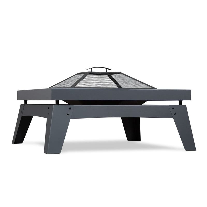 Breton Square Steel Wood Burning Fire Pit in Gray, 37-in P1