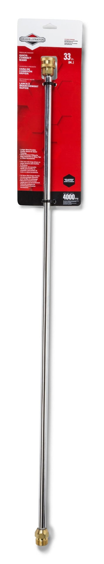 Briggs & Stratton Quick-Connect Stainless Steel Wand Compatible with 4000 PSI Gas Pressure Washer, 33-in (83.82 cm)