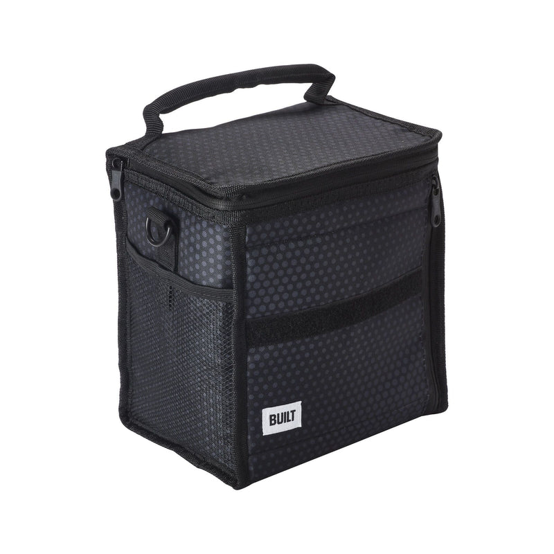 Built Ice House Cube Lunch Bag, Black Midnight Micro Dot, with Freezable Gel P1