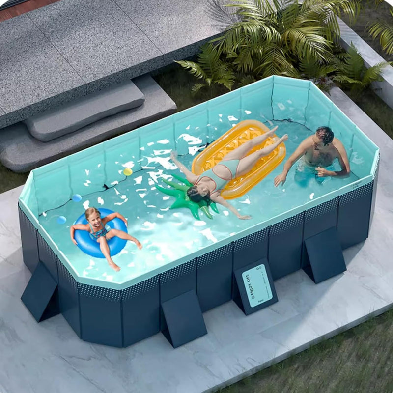 Pool Above Ground/Wood Frame Swimming Pools, 5feet/ 6foot/ 7ft/ 8ft/ 9ft/ 13ft Long Outdoor Mini Large Rectangular Pool for Indoor Outdoor Backyard Home, Toddler Adults Relax Pool (Size : 1.6x1.2x0. X1