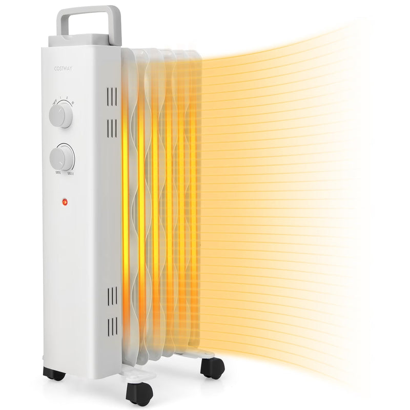 Costway 1500W Oil Filled Space Heater Electric Oil Radiant Heater w/ Safety Protection N9
