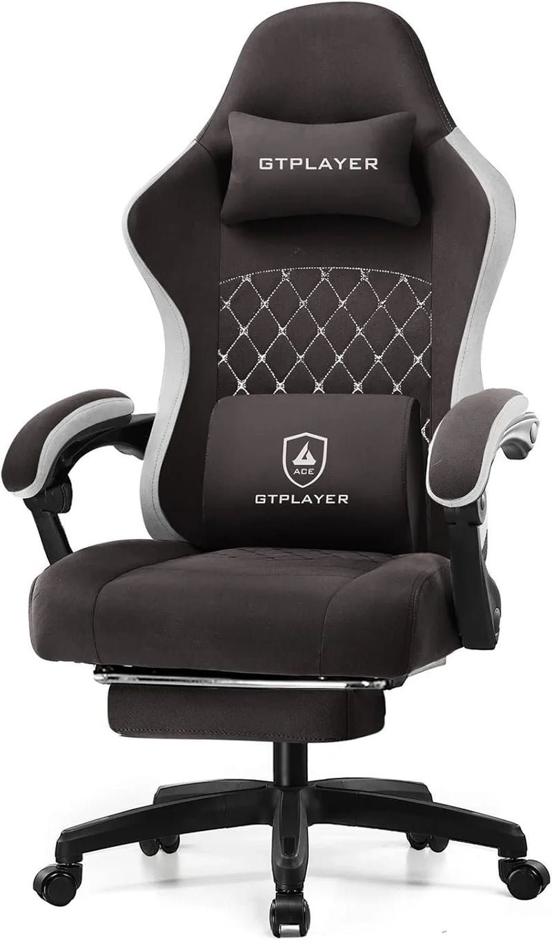 Gaming Chair, Computer Office Chair with Pocket Spring Cushion, Linkage Armrests and Footrest, High Back Ergonomic Computer Chair with Lumbar Support Task Chair with Footrest L4
